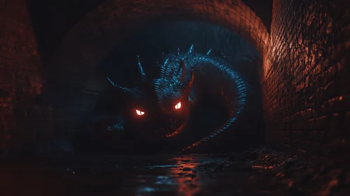 Serpentine Dragon in Brick Tunnel