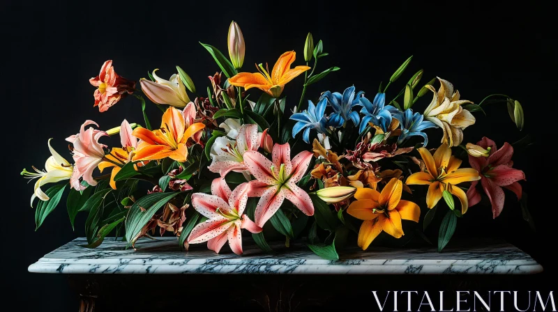 AI ART Floral Arrangement of Vibrant Lilies