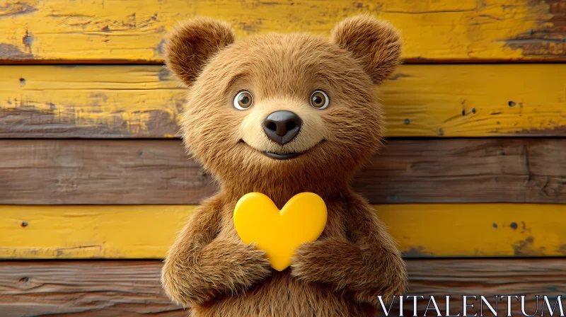 Teddy Bear with Yellow Heart AI Image