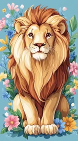 Lion with Blossoms
