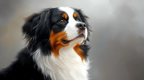 Artistic Canine Portrait with Black and White Fur