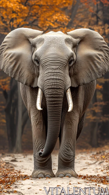 Elephant in Fall Woods AI Image