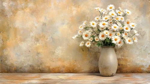 White Daisies in Rustic Vase