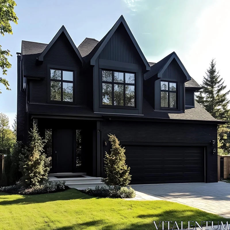 Luxurious Black Exterior Home AI Image