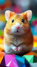 Cute Hamster with Geometric Colors