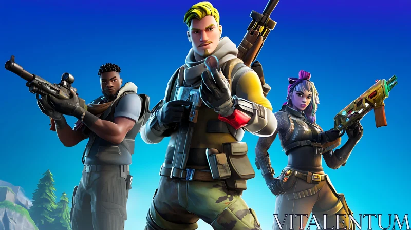 Fortnite Characters Armed and Ready AI Image