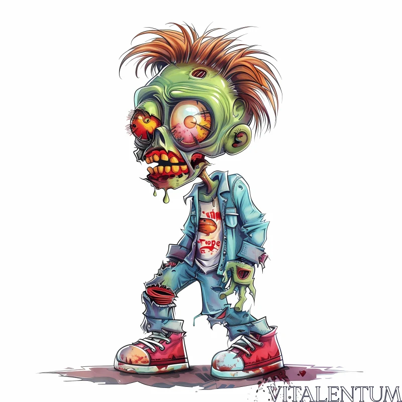 AI ART Cartoon Zombie Illustration with Bright Colors