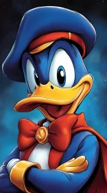 Cartoon Duck in Blue Suit