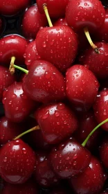 Detailed Close-Up of Wet Cherries