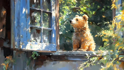 Bear Painting at Window