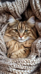 Fluffy Cat in Warm Blanket