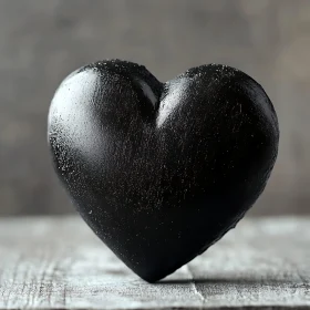 Monochrome Heart on Wooden Surface