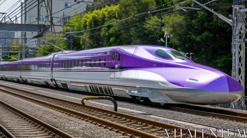 Elegant Purple and White Train | Japanese Art Inspired AI Image