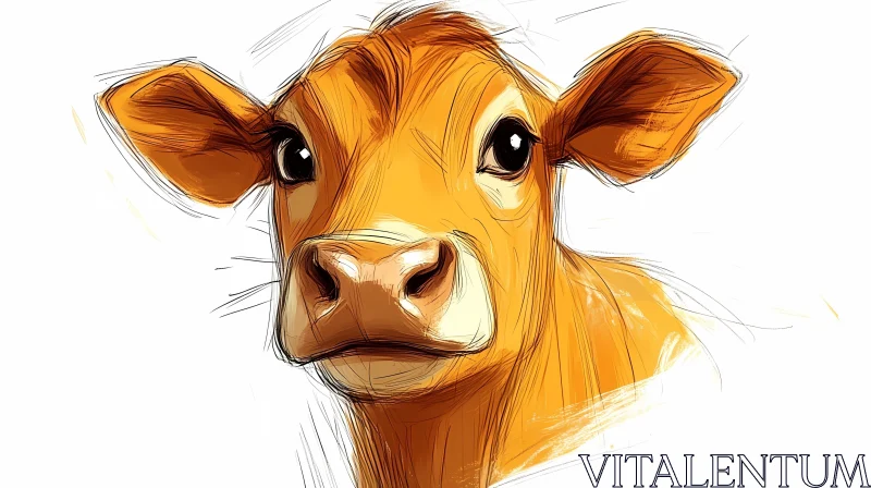 Artistic Cow Portrait AI Image