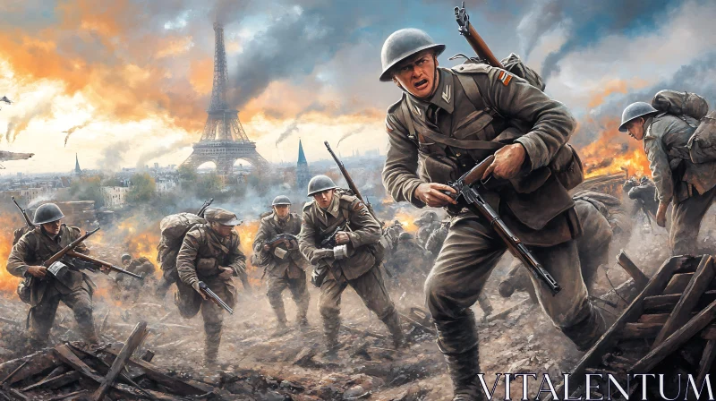 AI ART Soldiers in Paris During Wartime