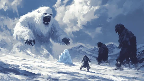 Snowy Battle with a Giant Yeti