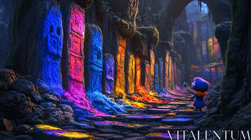 Colorful Carved Stones and Creature AI Image