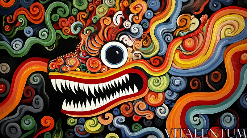 AI ART Whimsical Monster Art with Swirling Colors