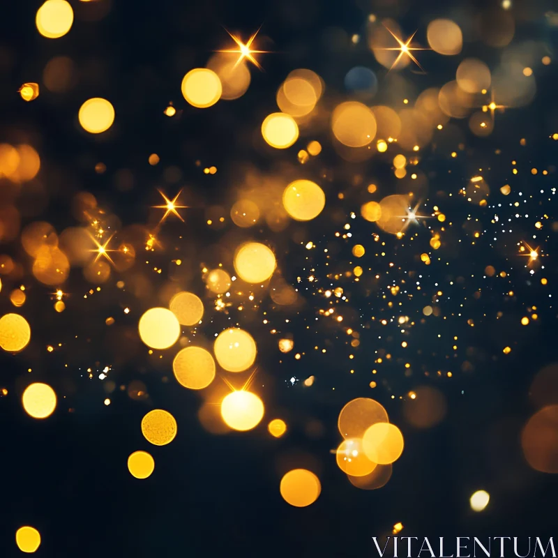 Abstract Golden Lights on Dark Background AI Image