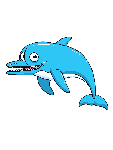 Joyful Cartoon Dolphin with Colorful Details