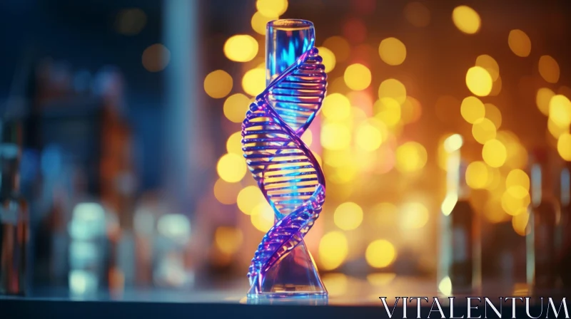 Sparkling DNA Crystal with Bluish Lighting - Tabletop Photography AI Image