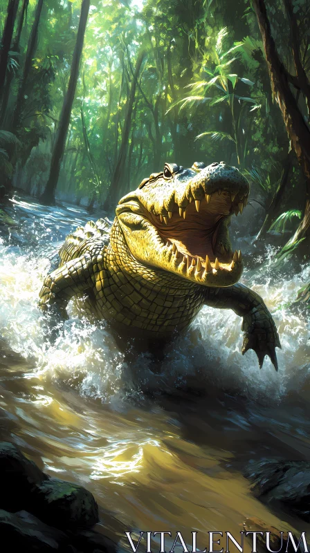 Jungle Crocodile Charge AI Image