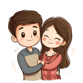 Affectionate Cartoon Couple Illustration