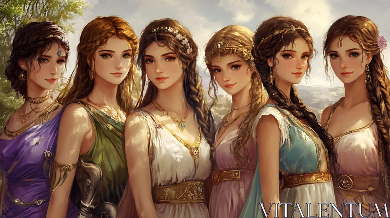 AI ART Six Goddesses in a Row