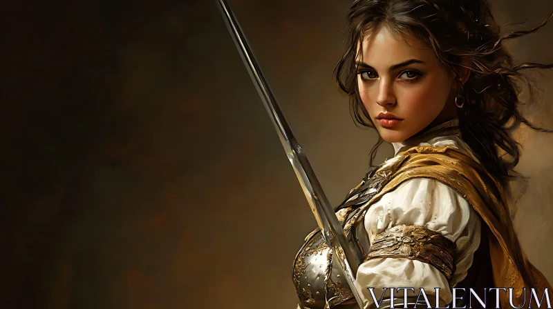 AI ART Female Warrior Portrait with Steel