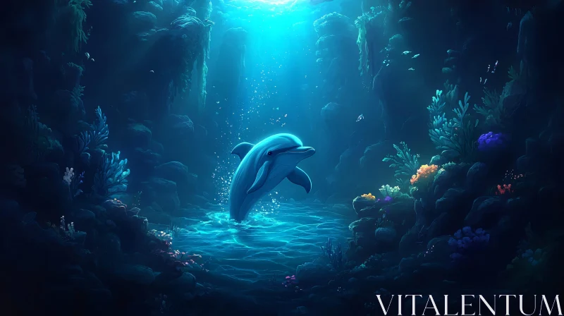 AI ART Tranquil Ocean Dolphin