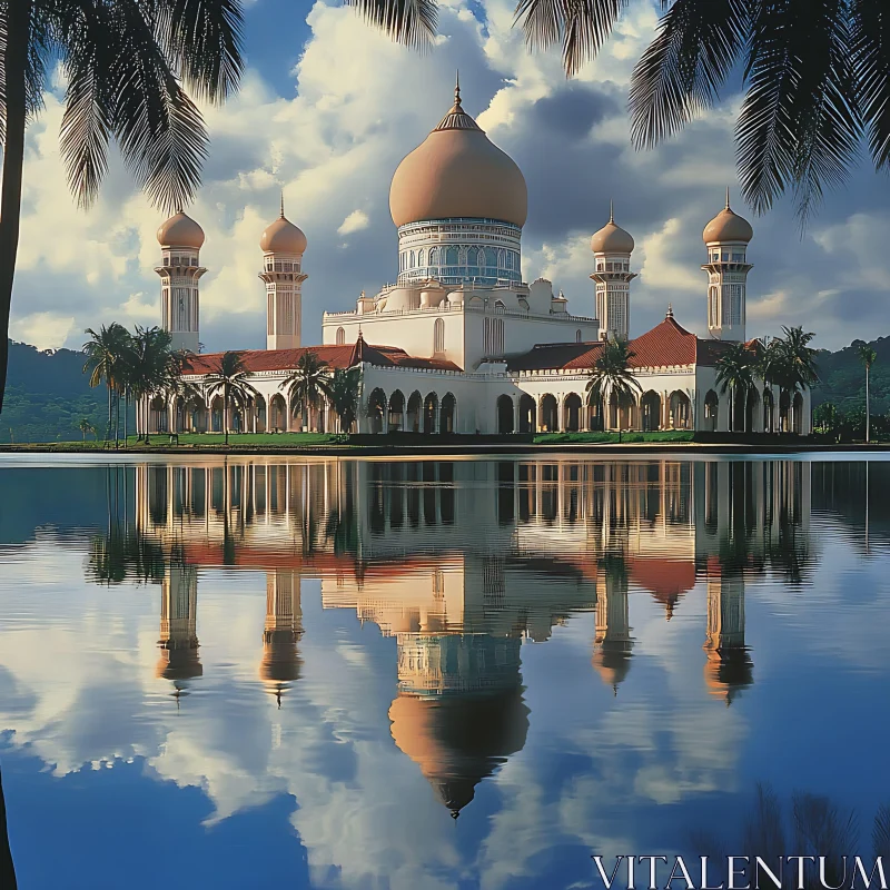 Tranquil Mosque Reflection AI Image