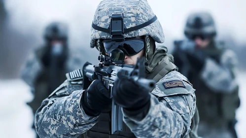 Camouflaged Soldier Ready for Combat