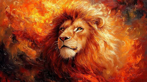 Lion Portrait in Flames