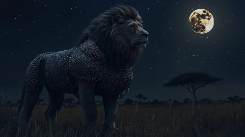 Armored Lion at Night