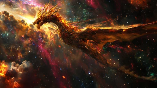 Cosmic Dragon in Starry Expanse