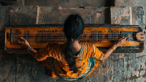 Overhead View of Musician with Instrument