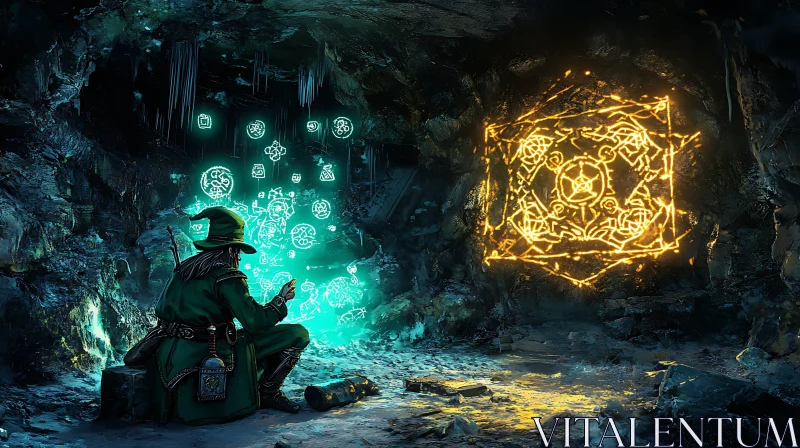 AI ART Enchanting Wizard in a Mystical Cave