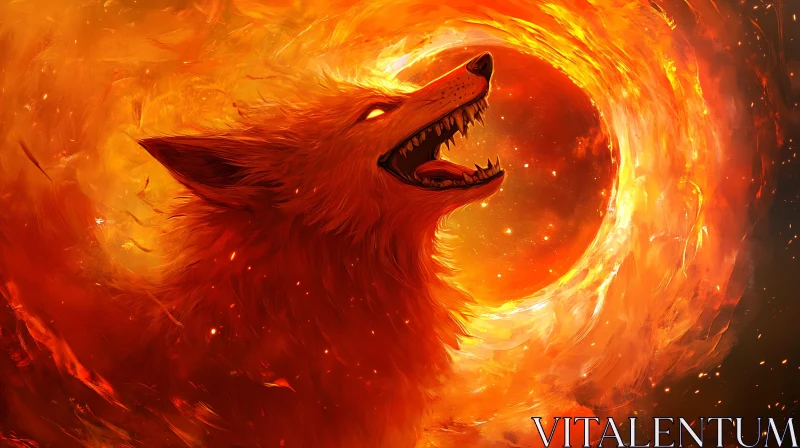 Mythical Fiery Fox AI Image