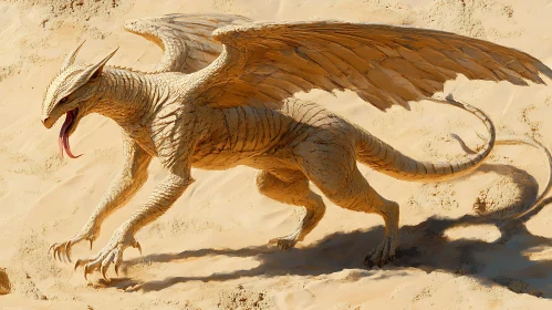 Sandstone Dragon Across Desert Dunes