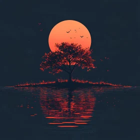 Solitary Tree at Sunset