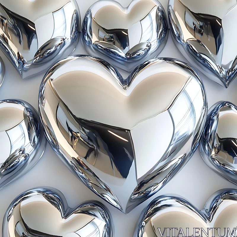 Metallic Heart Array - Modern Design AI Image