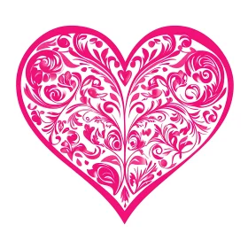 Intricate Pink Heart with Floral Pattern