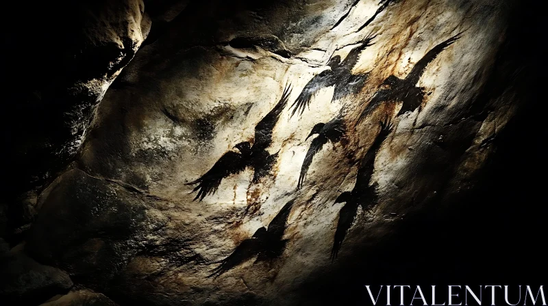 Prehistoric Avian Rock Art AI Image