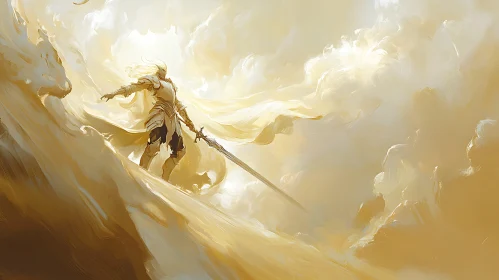 Celestial Knight Amidst Golden Light