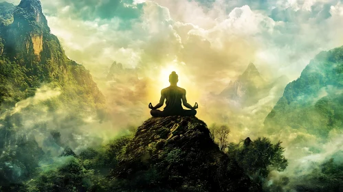 Peaceful Mountain Meditation Scene