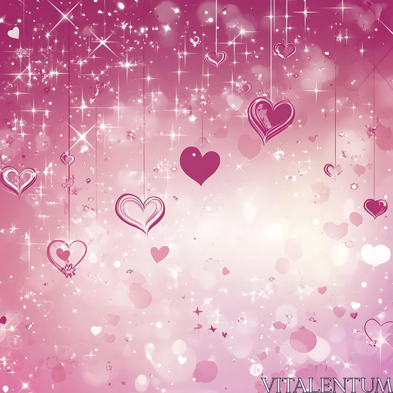 Pink Hearts and Sparkles Celebration AI Image