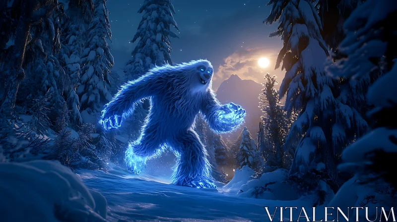 Blue Yeti in Snowy Landscape AI Image