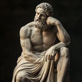 Thoughtful Sculpture of a Bearded Man