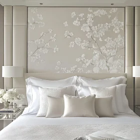 Sophisticated White Floral Accented Modern Bedroom