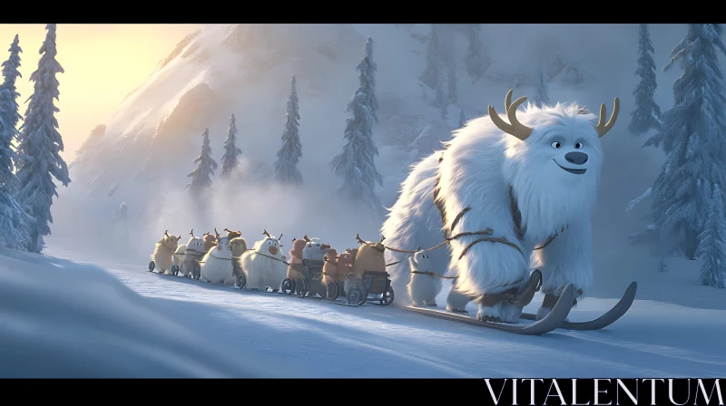 AI ART Yeti's Winter Sleigh Ride